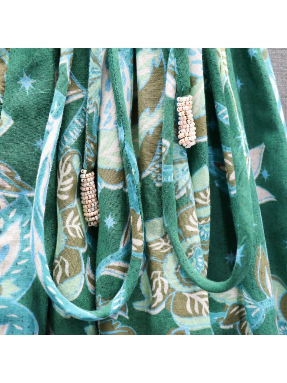 Sundance Teal Floral Maxi Halter Dress XS Handkerchief Boho Viscose Cotton - Picture 11 of 16